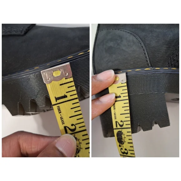 💎NWOB Dr. Martens "Leona" Black Suede Combat Heeled Boots - Picture 15 of 16